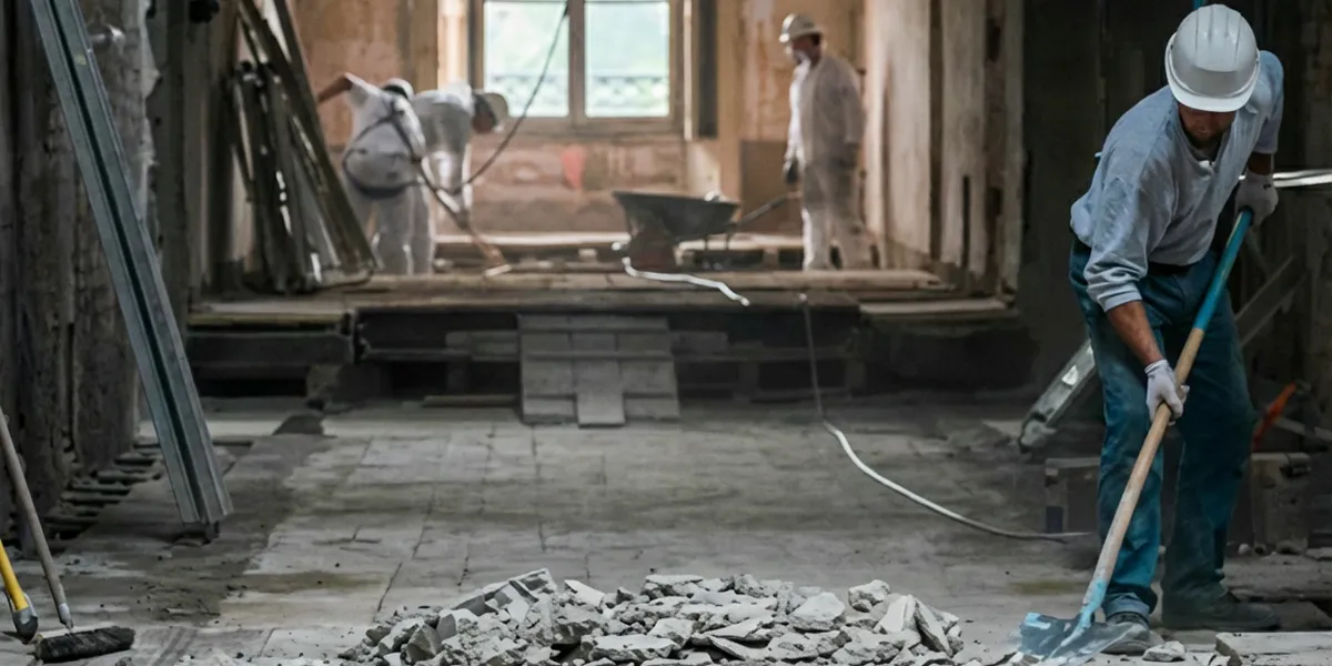 fire damage restoration professionals performing structural cleanup and restoration after a fire in Jersey City, NJ