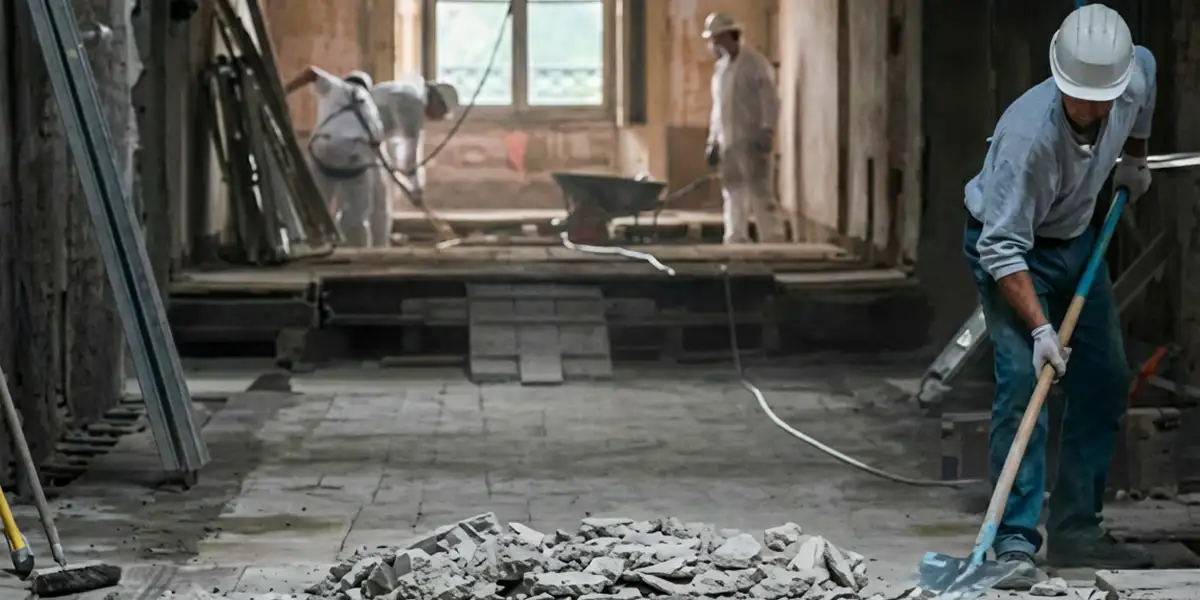 fire damage restoration professionals performing structural cleanup and restoration after a fire in Jersey City, NJ